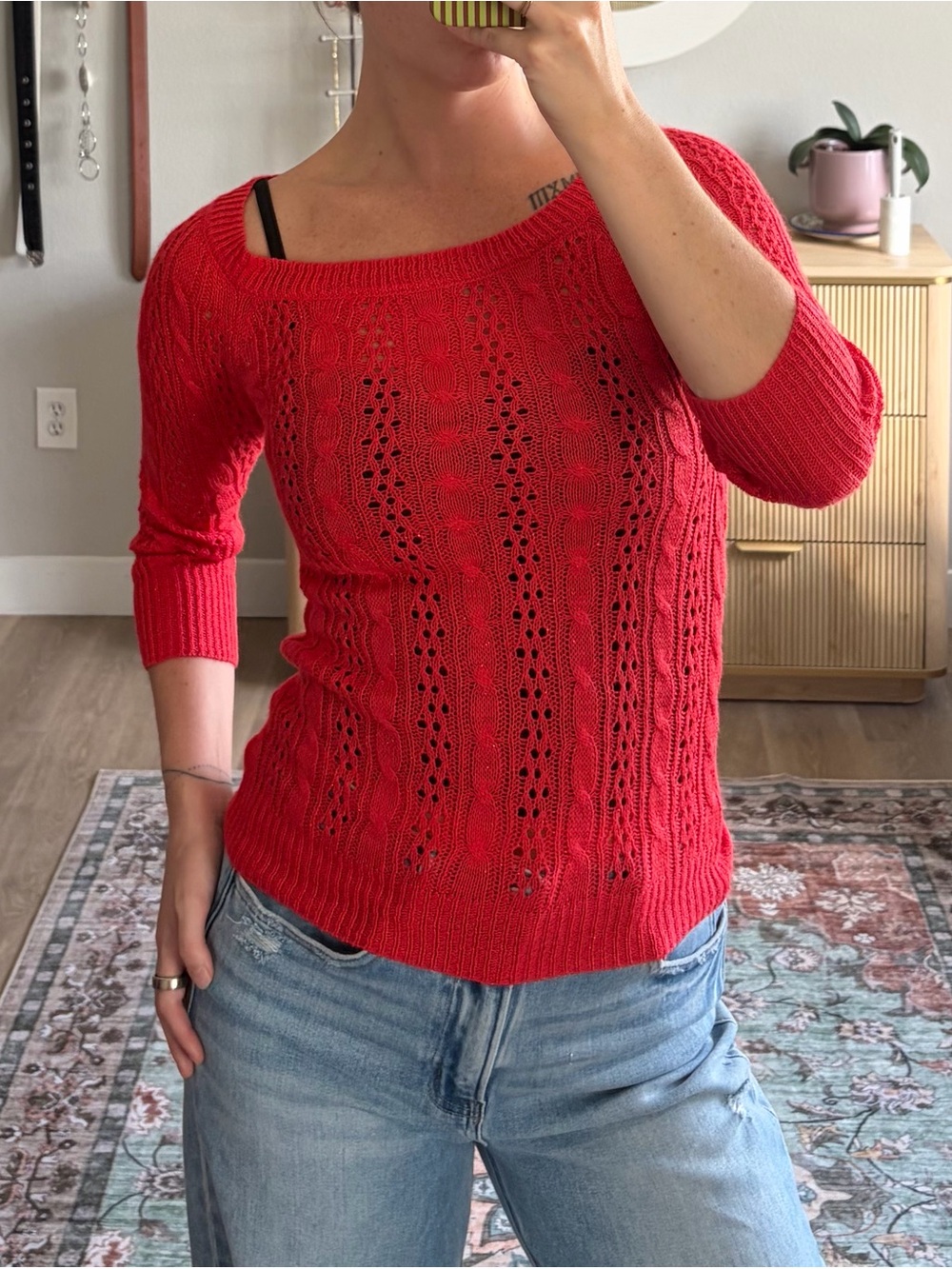 Dream Out Loud Selena Gomez Red Cable Knit Sweater Medium